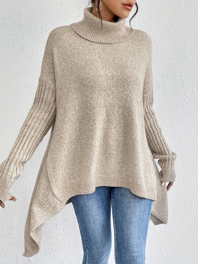 Laora – Casual sweater with long sleeves and high collar