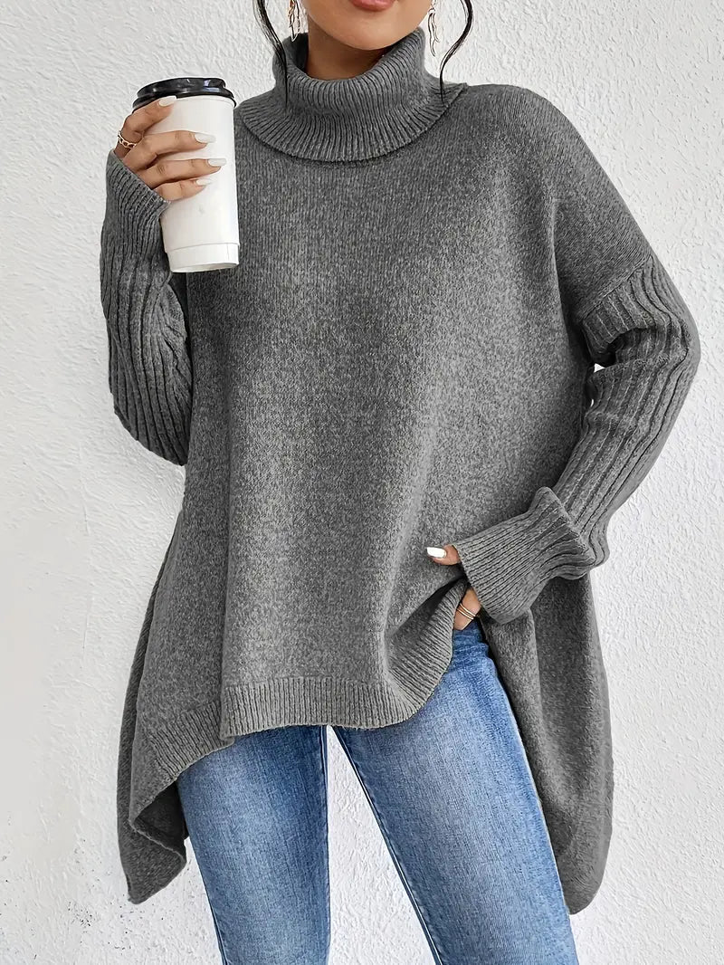 Laora – Casual sweater with long sleeves and high collar