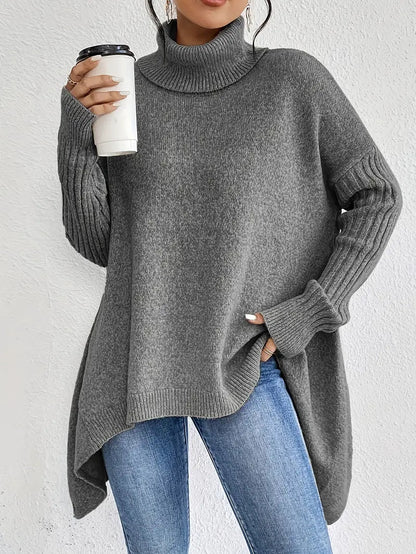 Laora – Casual sweater with long sleeves and high collar