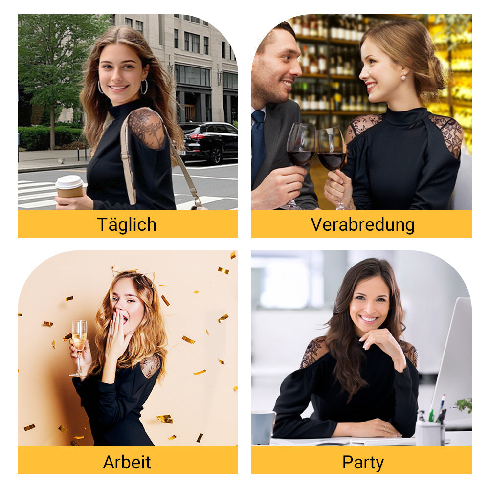 Elegant midi dress for women with a stand-up collar and lace detailing on the back