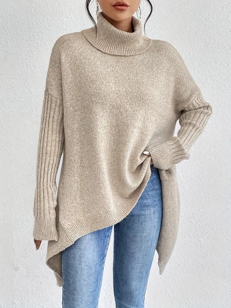 Laora – Casual sweater with long sleeves and high collar