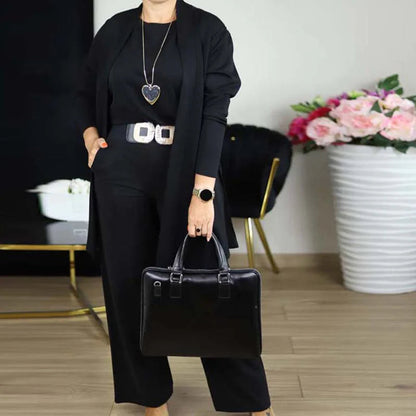 Elegant 3-Piece Set: Long Cardigan, Top and Trousers