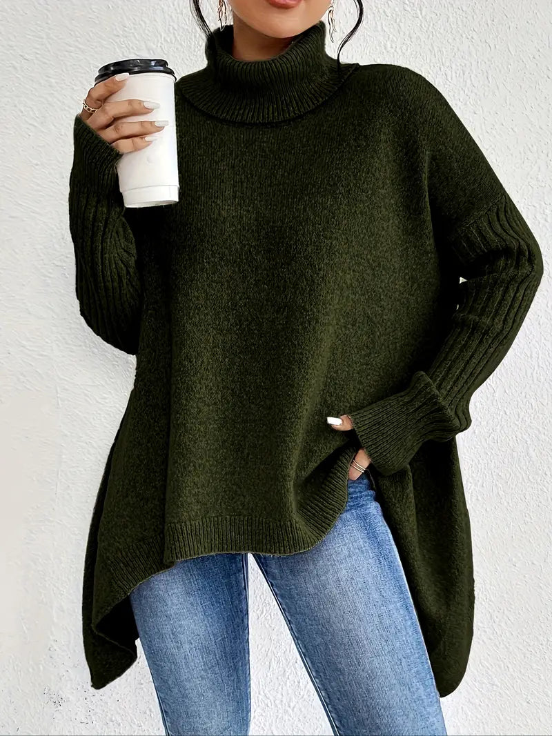 Laora – Casual sweater with long sleeves and high collar