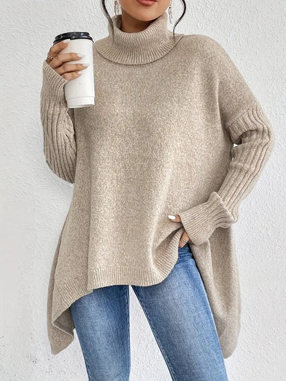 Laora – Casual sweater with long sleeves and high collar