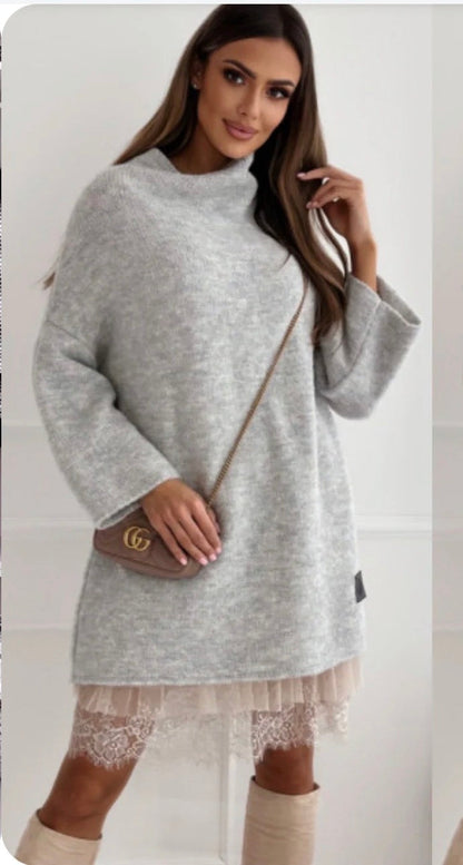 Zoe Set – Lace camisole with matching knitted top