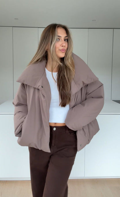 Puffer jacket in Taupe