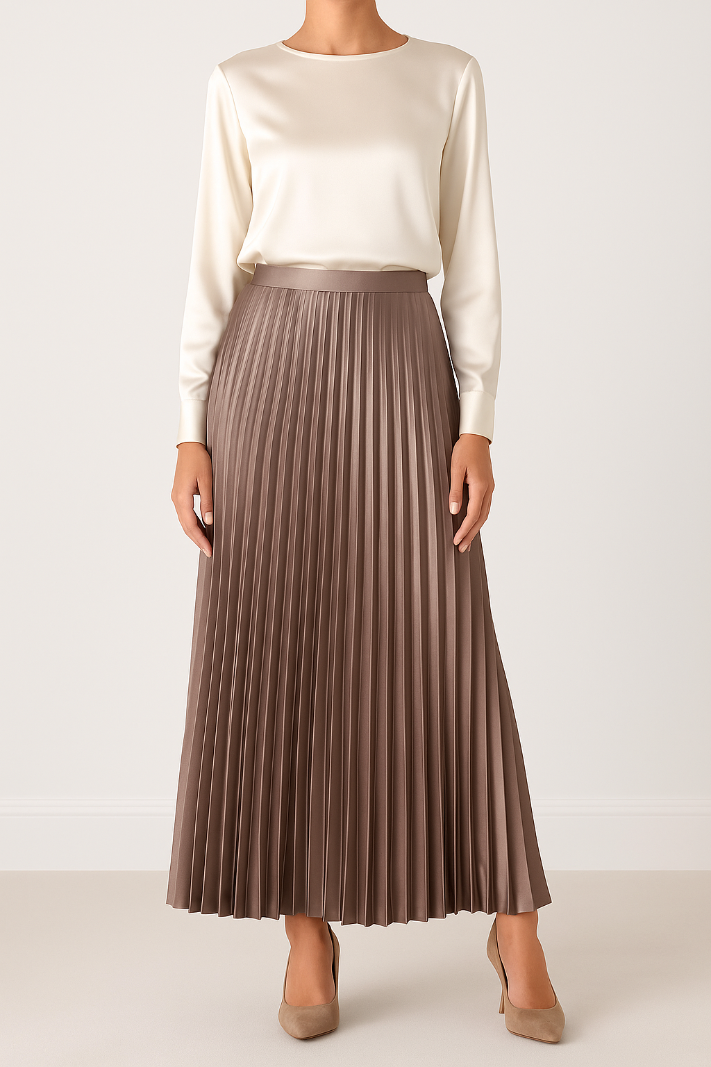 Claudia – Maxi dress with knitted top and pleated skirt