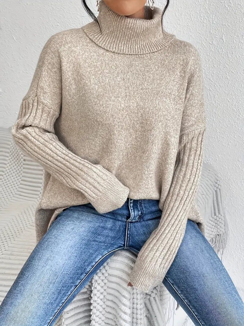 Laora – Casual sweater with long sleeves and high collar