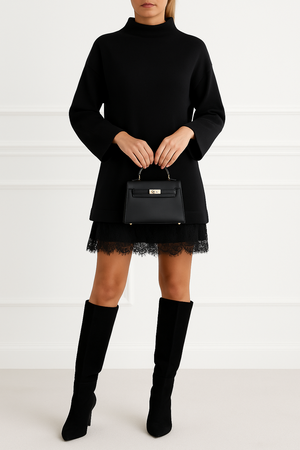 Zoe Set – Lace camisole with matching knitted top