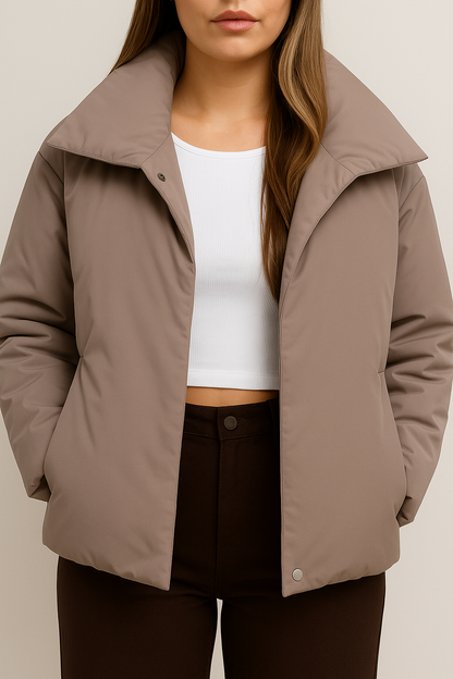 Puffer jacket in Taupe