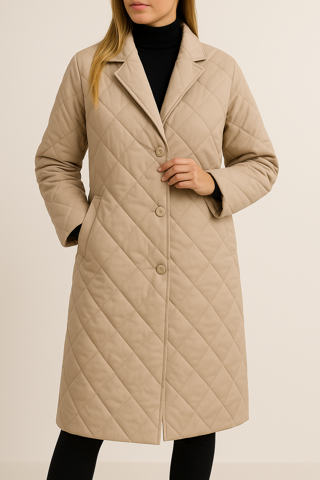 ÉCLAT – Mid-length quilted reversible coat with leopard lining