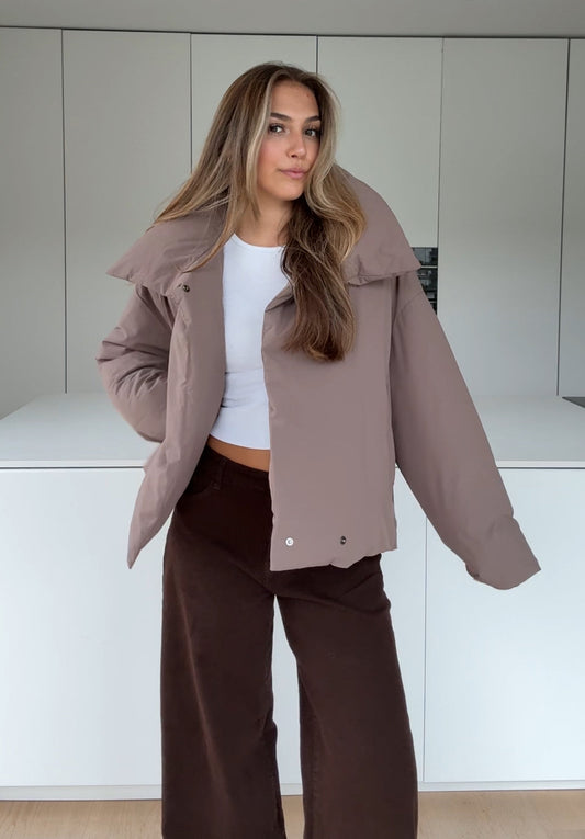 Puffer jacket in Taupe
