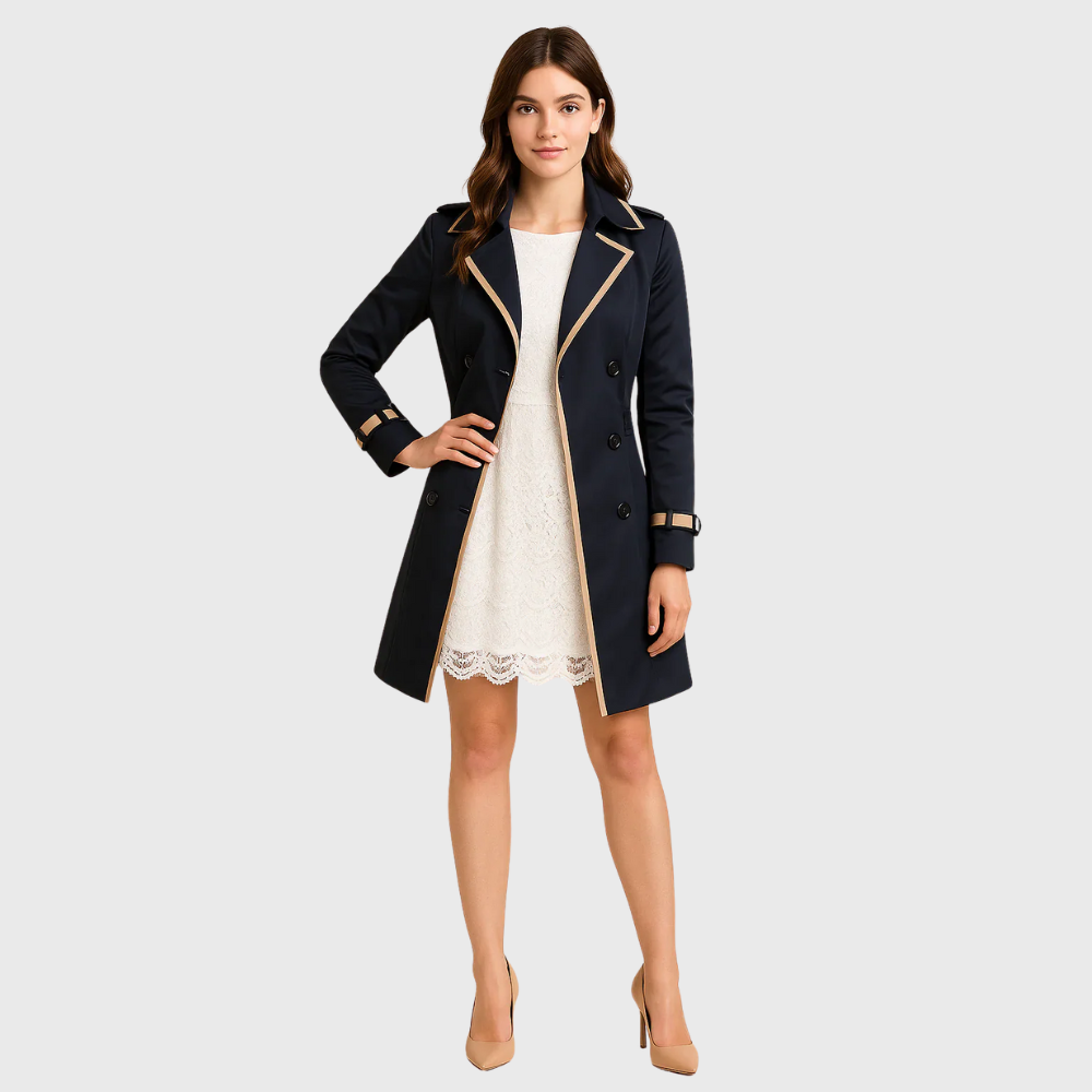 Liza | Double-breasted blazer with contrast trim