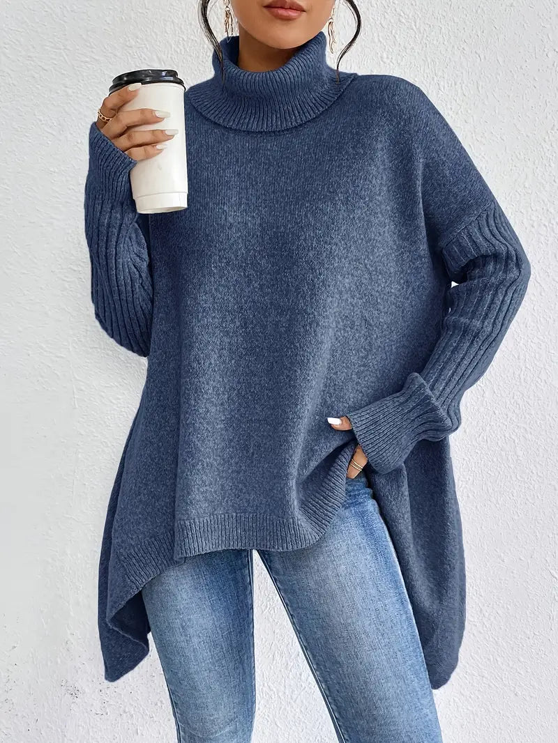 Laora – Casual sweater with long sleeves and high collar