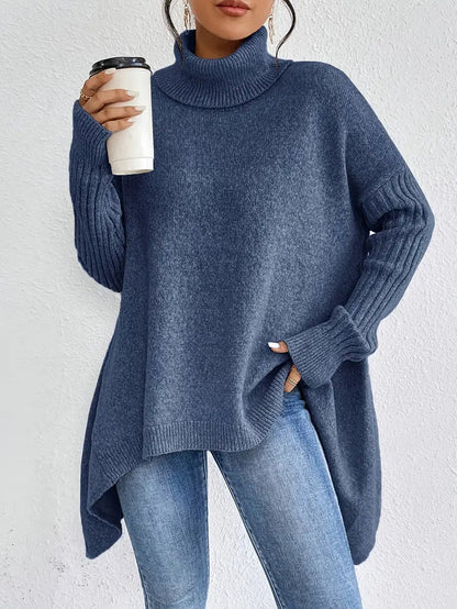 Laora – Casual sweater with long sleeves and high collar
