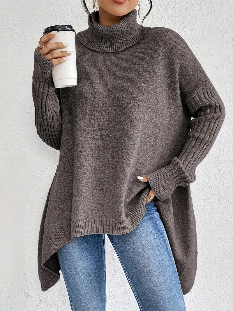 Laora – Casual sweater with long sleeves and high collar