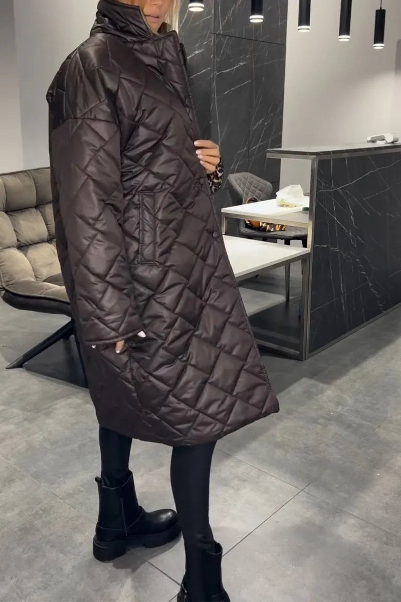 ÉCLAT – Mid-length quilted reversible coat with leopard lining