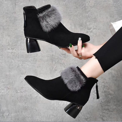 Sarah - Winter women’s elegant thick fur ankle boots