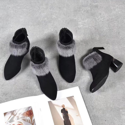 Sarah - Winter women’s elegant thick fur ankle boots