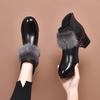 Sarah - Winter women’s elegant thick fur ankle boots