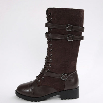 Vintage combat boots for women with laces and buckle