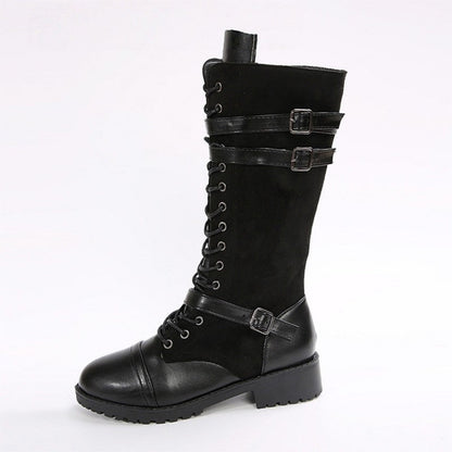 Vintage combat boots for women with laces and buckle