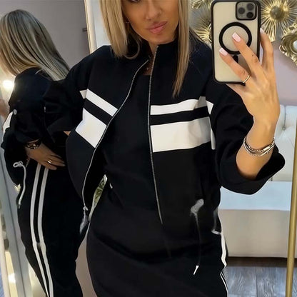 Women's Stand Collar Jacket & Dress Set